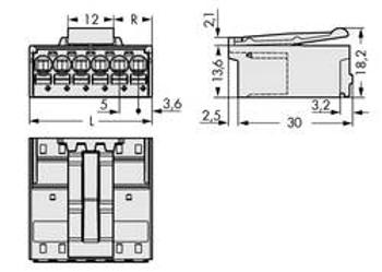 Konektor do DPS WAGO 2092-1523/002-000, 32.60 mm, pólů 3, rozteč 5 mm, 100 ks