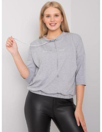 Dámská halenka s kamínky melanžová plus size LATORE šedá 