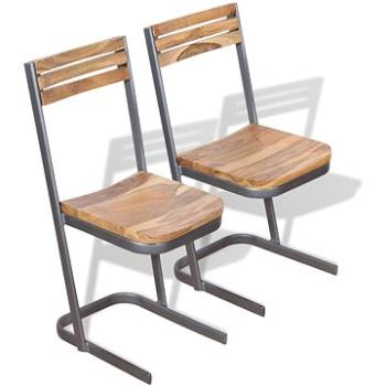 Jídelní židle, 2 ks, masivní teakové dřevo (243458)