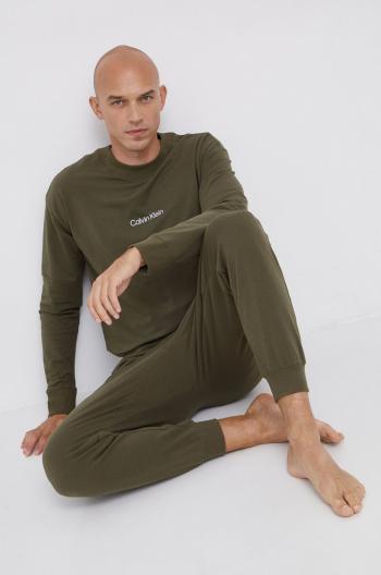 Pyžamové kalhoty Calvin Klein Underwear pánské, zelená barva, hladké