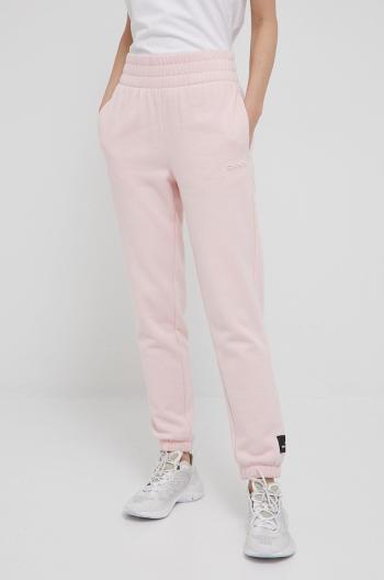 Kalhoty Dkny dámské, růžová barva, hladké