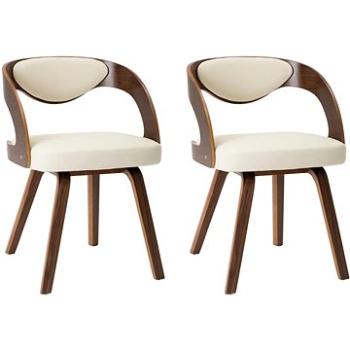 Jídelní židle 2 ks krémové ohýbané dřevo a umělá kůže (283102)