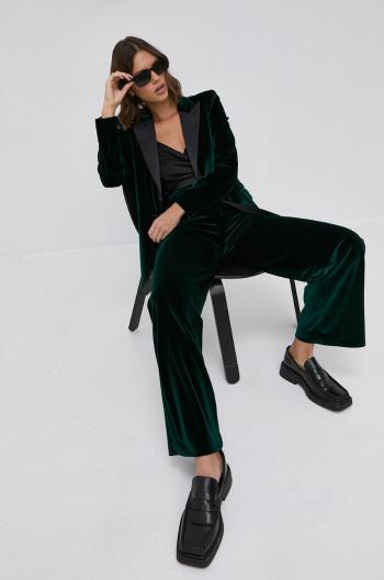 Kalhoty Karl Lagerfeld dámské, zelená barva, široké, high waist