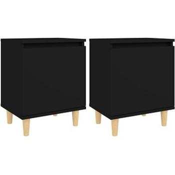 Noční stolky s dřevěnými nohami 2 ks černé 40 × 30 × 50 cm (805818)