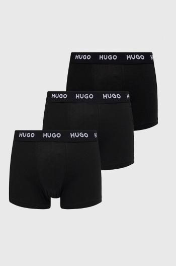 Boxerky HUGO (3-pack) pánské, černá barva