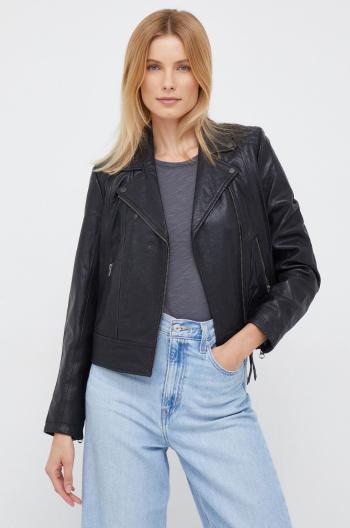 Kožená ramoneska Pepe Jeans dámská, černá barva, přechodná
