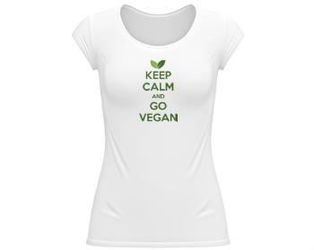 Dámské tričko velký výstřih Keep calm and Go Vegan