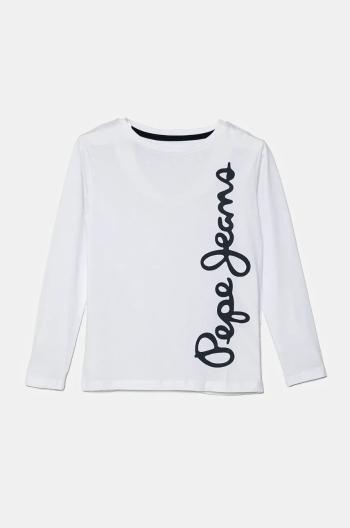 Dětské bavlněné tričko s dlouhým rukávem Pepe Jeans WALDO bílá barva, s potiskem, PB503914