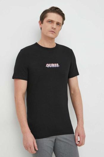 Tričko Guess černá barva, s aplikací