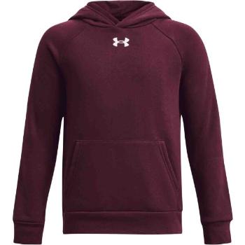 Under Armour RIVAL FLEECE HOODIE Chlapecká mikina, vínová, velikost