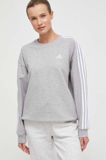 Bavlněná mikina adidas dámská, šedá barva, s aplikací, IC9905