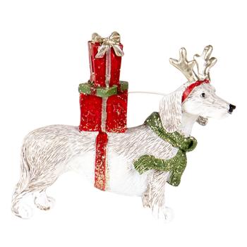Vánoční dekorativní soška psa s dárky - 9*3*8 cm 6PR4603