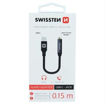 SWISSTEN Redukce USB-C JACK 3,5 mm, 15 cm, černá