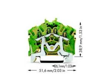 Svorka ochranného vodiče WAGO 2002-6407, osazení: Terre, pružinová svorka, 5.20 mm, zelená, žlutá, 100 ks