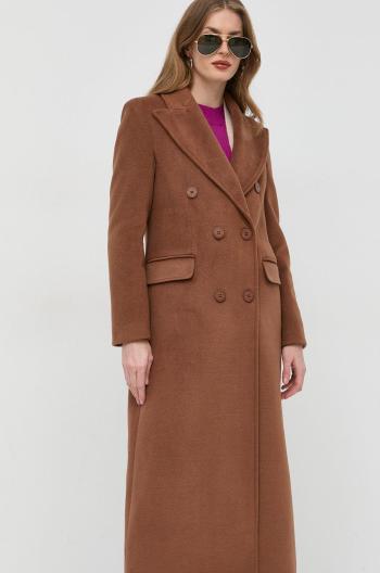 Kabát Silvian Heach dámský, hnědá barva, přechodný, dvouřadový
