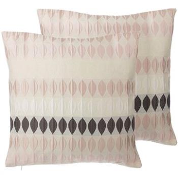 BELIANI, Sada 2 dekorativních polštářů s kapkami 45 x 45 cm růžovo-hnědé CANNA, 205312 (beliani_205312)