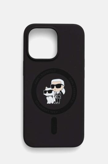 Obal na telefon Karl Lagerfeld iPhone 13 Pro / 13 6.1 černá barva, KLHMP13LSCMKCRHK