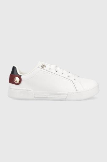 Kožené sneakers boty Tommy Hilfiger Button Detail Court Sneaker , bílá barva