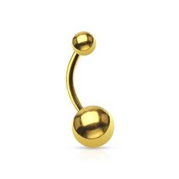 Šperky4U Pozlacený piercing do pupíku - banánek malý, 1,6x10 mm, kuličky 4 a 6 mm - BS01017-161046
