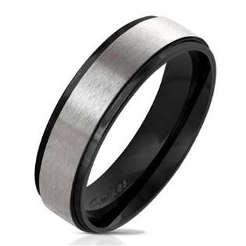 Šperky4U OPR0076 Dámský černý ocelový prsten - velikost 62 - OPR0076-6-62