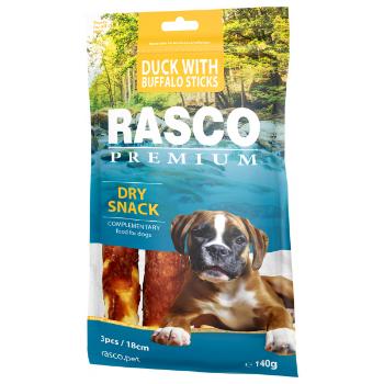 Pochoutka Rasco Premium 3 tyčinky bůvolí 18cm obalené kachním masem 140g