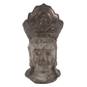 Hnědo-zlatá dekorace socha hlava Buddha - 12*9*22 cm 6PR3621