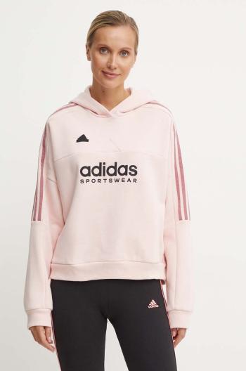 Tepláková mikina adidas Tiro růžová barva, s kapucí, s aplikací, IX3527