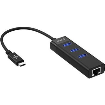AlzaPower Core USB-C (M) na 3× USB-A (F) s LAN černá (APW-HCC3AL1B)