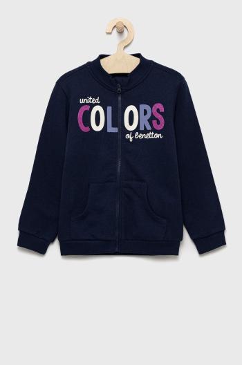 Dětská bavlněná mikina United Colors of Benetton tmavomodrá barva, s potiskem