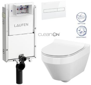 LAUFEN Podomít. systém LIS TW1 SET s bílým tlačítkem + WC CERSANIT CLEANON CREA OVÁL + SEDÁTKO H8946630000001BI CR1