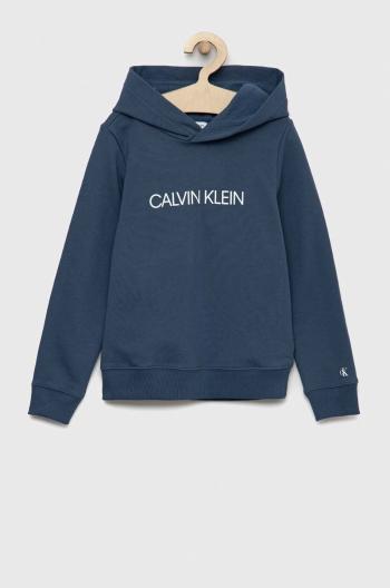 Dětská bavlněná mikina Calvin Klein Jeans s kapucí, s potiskem