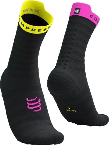 Compressport Pro Racing V4.0 Ultralight Run High Black/Safety Yellow/Neon Pink T2 Běžecké ponožky