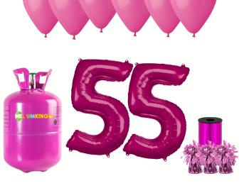 HeliumKing Helium párty set na 55. narozeniny s růžovými balónky