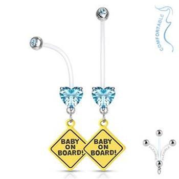 Šperky4U Těhotenský piercing do pupíku - baby on board - WP0032-Q