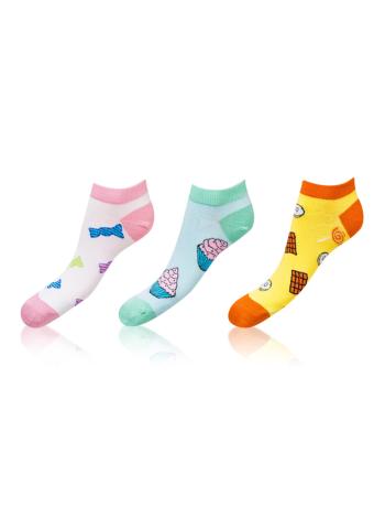 Kotníkové zábavné ponožky CRAZY IN-SHOE SOCKS 3 páry - Zábavné nízké crazy ponožky unisex v setu 3 páry - pink - light green - yellow