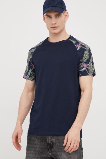 Bavlněné tričko Jack & Jones tmavomodrá barva, vzorovaný