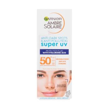 Garnier Ambre Solaire Super UV Protection Fluid SPF50+ 40 ml opalovací přípravek na obličej na všechny typy pleti; na pigmentové skvrny