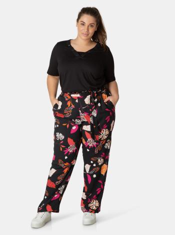 Černé dámské květované kalhoty Yesta