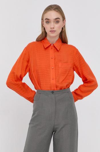 Košile Patrizia Pepe dámská, oranžová barva, relaxed, s klasickým límcem