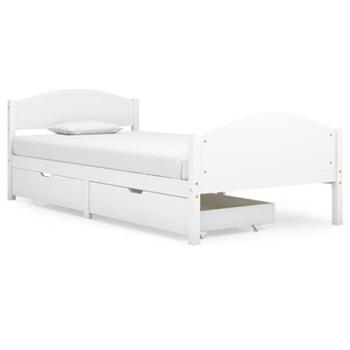 Rám postele se 2 zásuvkami bílý masivní borovice 100 × 200 cm, 3060480 (3060480)