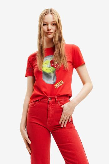 Bavlněné tričko Desigual červená barva