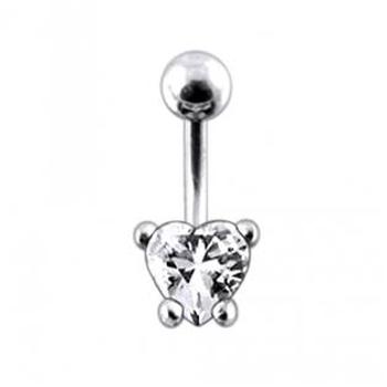 Šperky4U Stříbrný piercing do pupíku - srdíčko 6 mm - BP01205-C