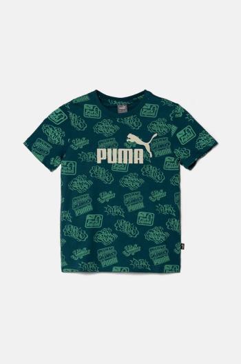 Dětské bavlněné tričko Puma ESS+ MID 90s AOP Tee zelená barva, 681875