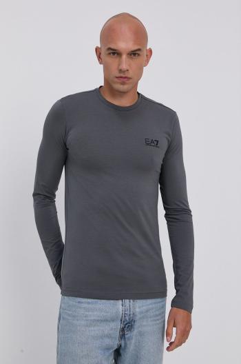 Tričko s dlouhým rukávem EA7 Emporio Armani šedá barva, s potiskem