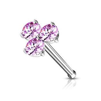 Šperky4U Piercing do nosu kytička, růžové zikony - N0123-P