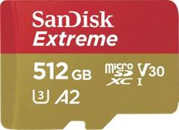 Paměťová karta microSDXC, 512 GB, SanDisk Extreme™, Class 10, UHS-I, UHS-Class 3, v30 Video Speed Class, výkonnostní standard A2