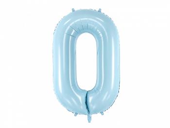 PartyDeco Fóliový balónek narozeninové číslo 0 - světlemodrý