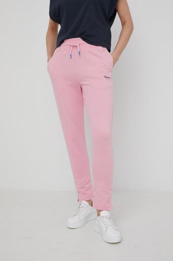 Bavlněné kalhoty Pepe Jeans Calista Pants dámské, růžová barva, hladké