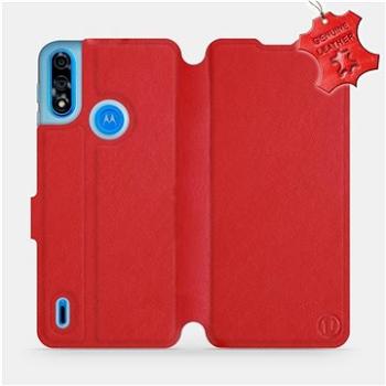 Kožené flip pouzdro na mobil Motorola Moto E7i Power - Červené -  Red Leather (5903516711697)