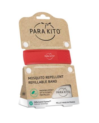 PARAKITO Repelentní náramek proti komárům červený 1 ks + 2 náplně
